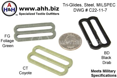 1 1/2 inch Tri-Glides, Steel, Mil-Spec Drawing C22-11-7
